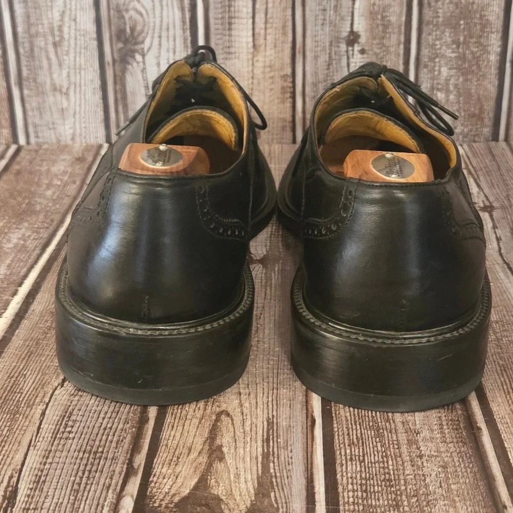 Sz 43 / 10 Magnanni Black Leather Brogue Wingtip Oxford Dress Shoes VGUC